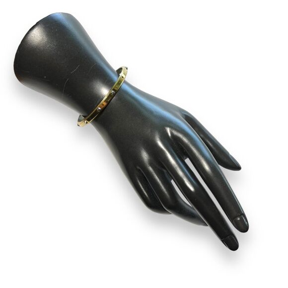 Michael Kors Womens Cuff Bangle Bracelet Heritage Astor Studded Open Gold Steel - Picture 2 of 9